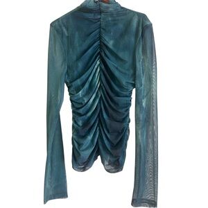 NWOT Zara turtleneck transparent blouse, blue, S